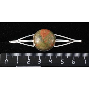 Заколка из унакита, зажим для волос, цвет ант. серебро, 20мм