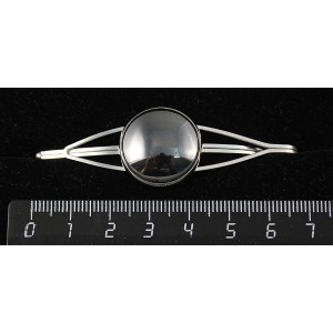 Заколка из гематита, зажим для волос, цвет ант. серебро, 20мм