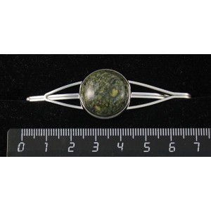 Заколка из змеевика, зажим для волос, цвет ант. серебро, 20мм