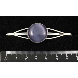 Заколка из кошачьего глаза (иск.), цвет фиолетовый, зажим для волос, цвет ант. серебро, 20мм