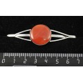 Заколка из кошачьего глаза (иск.), цвет тёмно-оранжевый, зажим для волос, цвет ант. серебро, 20мм