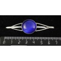 Заколка из кошачьего глаза (иск.), цвет синий индиго, зажим для волос, цвет ант. серебро, 20мм