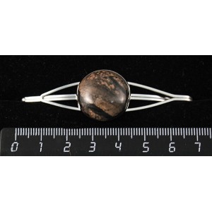 Заколка из родонита, зажим для волос, цвет ант. серебро, 20мм