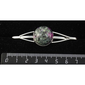 Заколка из цоизита, зажим для волос, цвет ант. серебро, 20мм