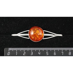 Заколка из янтаря (иск.), зажим для волос, цвет ант. серебро, 20мм