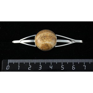 Заколка из яшмы песочной, зажим для волос, цвет ант. серебро, 20мм