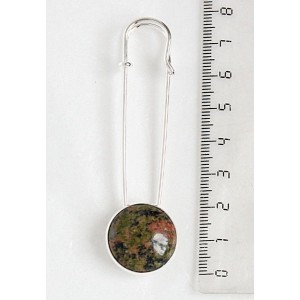 Брошь-булавка с унакитом, круг 20мм