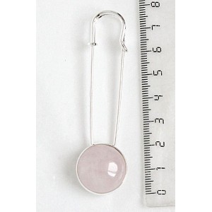 Брошь-булавка с розовым кварцем, круг 20мм