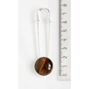 Брошь-булавка с тигровым глазом, круг 20мм