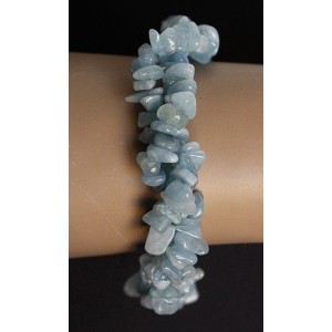 Браслет из аквамарина, галтовка, жгут 2 нити, на застежке