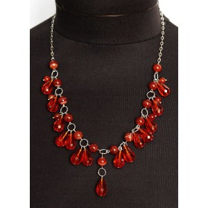 Колье из сердолика, шарик 8 и 6мм, + хрусталь