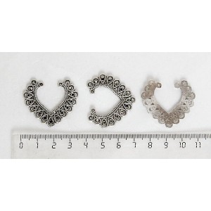 Коннектор "кокошник" 2 петли, цвет ант. серебро