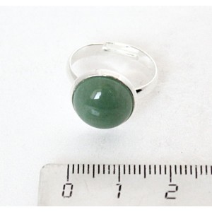 Кольцо c авантюрином зеленым, круг 12мм, безразмерное