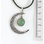 Кулон из авантюрина зеленого "луна", круг 12мм