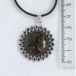 Кулон из унакита "подсолнух", круг 20мм