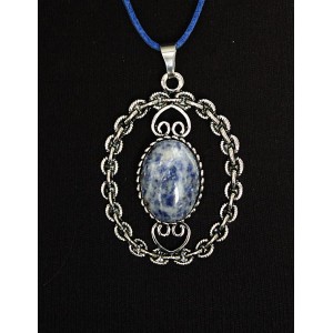 Кулон из лазурита (бело-синий) 