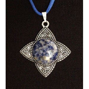 Кулон из лазурита (бело-синий) 