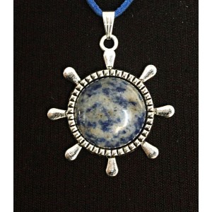 Кулон из лазурита (бело-синий) 