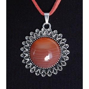 Кулон из сардоникса "подсолнух", круг 20мм