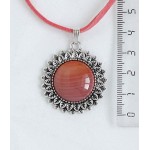 Кулон из сардоникса "подсолнух", круг 20мм