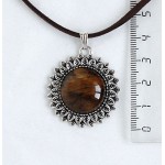 Кулон из тигрового глаза "подсолнух", круг 20мм