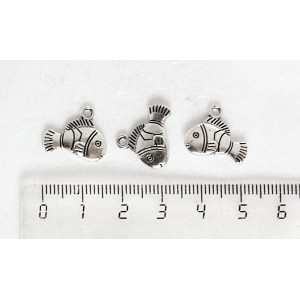 Подвеска "рыбка", цвет ант. серебро,16mm x 14mm