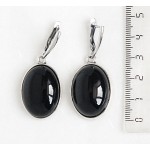 Cерьги из агата черного, простой овал 25х18мм, швензы посеребрение