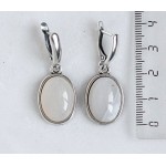 Серьги из агата белого, простой овал 18х13мм, швензы посеребрение