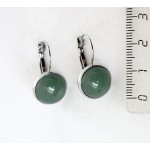 Cерьги из авантюрина зеленого, круг 12мм, замок петелька