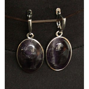 Cерьги из аметиста, простой овал 25х18мм, швензы посеребрение