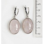 Серьги из розового кварца, простой овал 25х18мм, швензы посеребрение