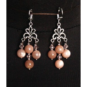 Cерьги из солнечного камня, шарик 8мм, коннектор "гармония"