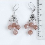 Cерьги из солнечного камня, шарик 8мм, коннектор "гармония"