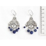 Серьги из лазурита, шарик 8,6,4мм, коннектор 