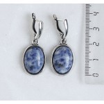 Серьги из лазурита (бело-синий), простой овал 18х13мм, швензы посеребрение