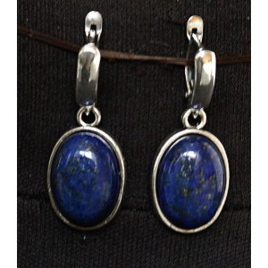 Серьги из лазурита (синий), простой овал 18х13мм, швензы посеребрение