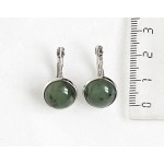 Серьги с нефритом, круг 12мм, замок петелька
