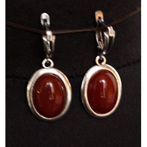 Серьги из сердолика, простой овал 18х13мм, швензы посеребрение