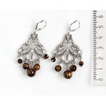 Серьги из тигрового глаза, шарик 8,6,4мм, коннектор "джунгли"