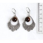 Серьги из тигрового глаза, шарик 12мм, коннектор "корзина цветов"