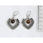 Серьги из тигрового глаза, шарик 10мм, коннектор "кокошник"