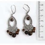 Серьги из тигрового глаза, шарик 4-8мм, коннектор "глаз"