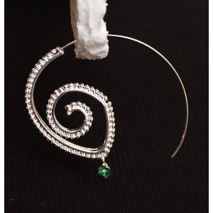 Серьги-спирали с подвеской-капелькой, цвет серебро