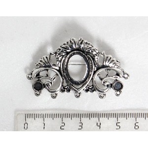 Основа для броши "трюмо", сеттинг овал 18х13мм, два круга 3.5мм
