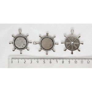 Основа для кулона "штурвал", круг 20мм, цвет ант. серебро