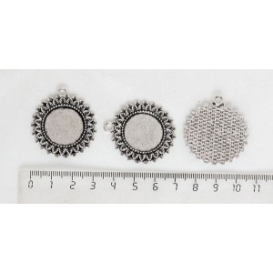 Основа для кулона "подсолнух", круг 20мм, цвет ант. серебро
