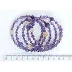 Браслет из аметиста и цитрина 5-6 оборотов, из бусин, на струнке, шарик 6-9мм