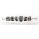 Браслет из гелиотиса в металле, прямоугольник, узор "греческий"