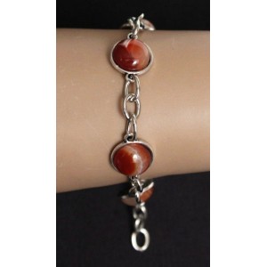 Браслет из сердолика, круг 12мм + цепочка