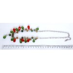 Колье из агата оранжево-зеленого (тонировка), шарик 8 и 6мм, + хрусталь